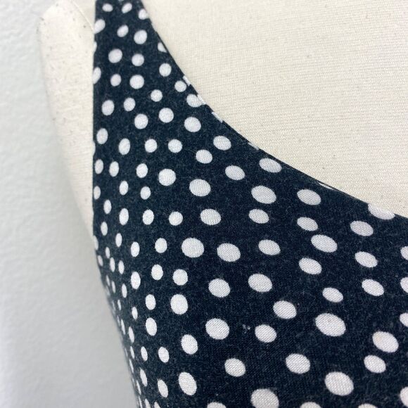Vintage Y2K Black White Polka Dot Knit Shift Dress Small Boho Peasant Sporty - Picture 3 of 9